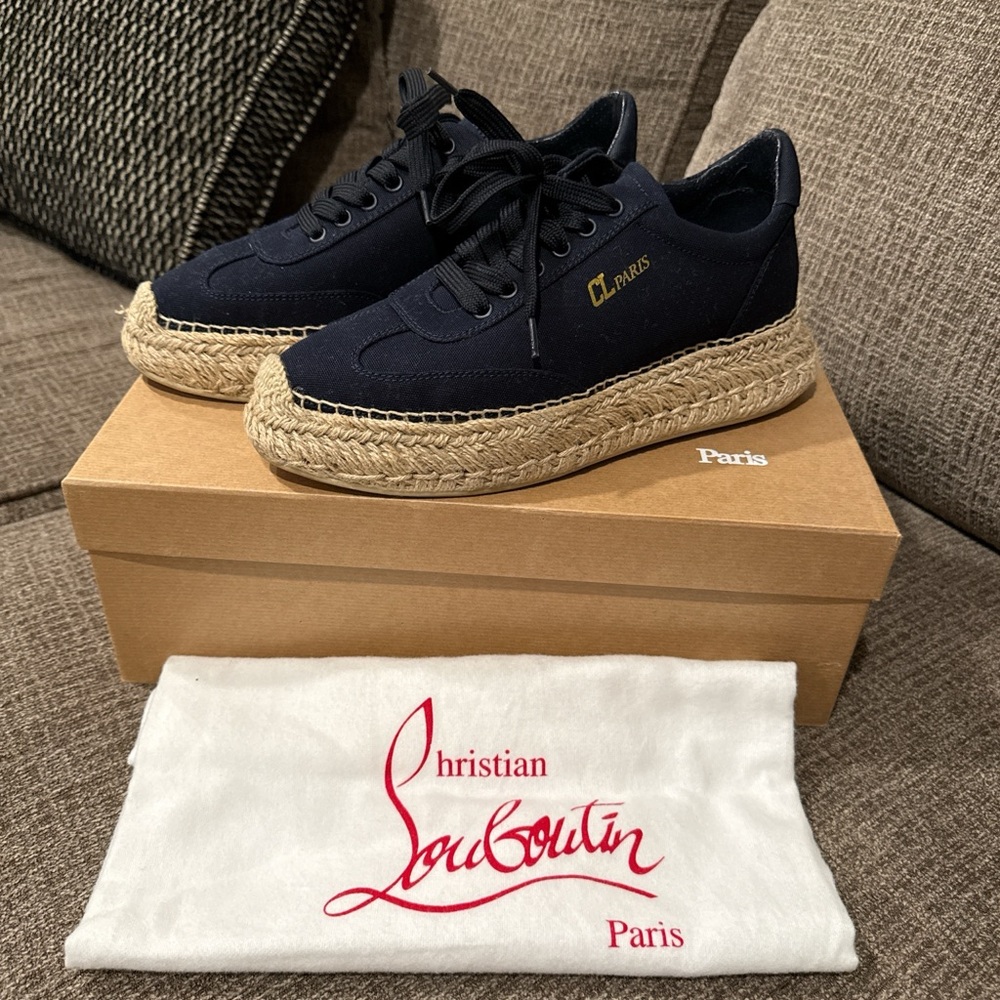 Christian Louboutin Dark Blue Espadrille Sneakers - Picture 2 of 8